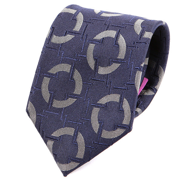 Navy Blue Big Circles Silk Tie - Tie Doctor