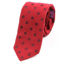 Red Italian Wool Polka Dot Slim Tie - Tie Doctor  