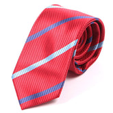 Red And Blue Duo Stripe 7cm Ply Tie - Tie Doctor