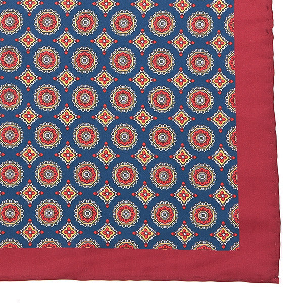 Soft Blue & Red Mac-Inspired IMS 33cm Pocket Square - Tie Doctor