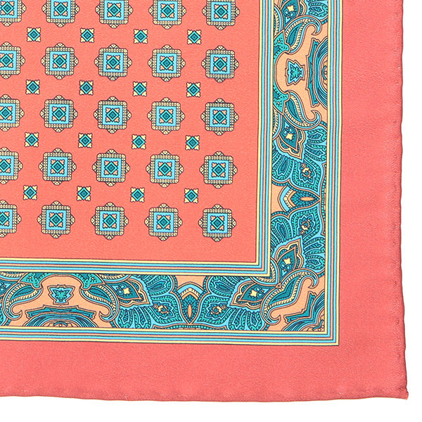 Red Onu Motif IMS 33cm Pocket Square - Tie Doctor