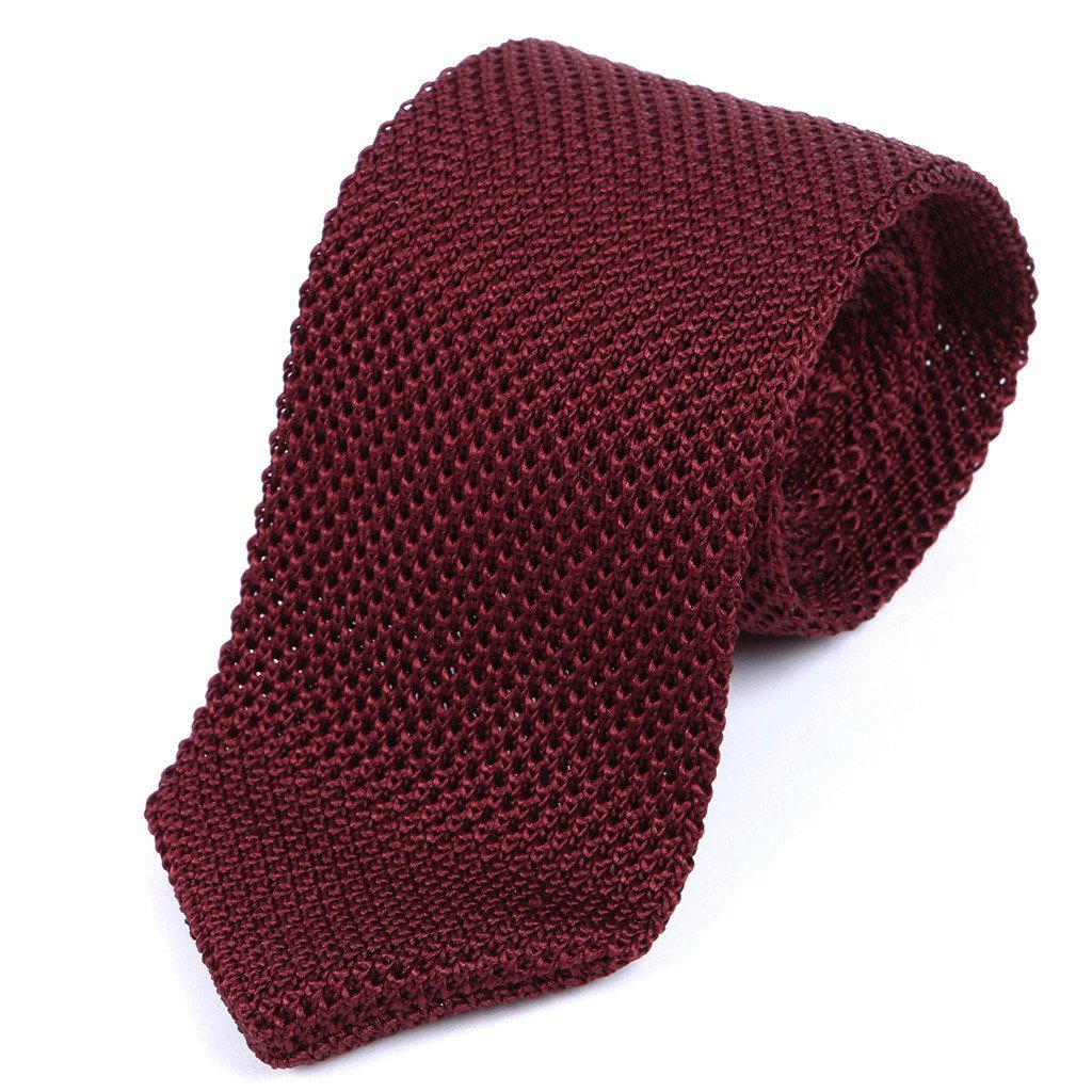 Burgundy Red Pointed Silk Knitted Tie - Tie Doctor  
