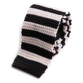 Navy and White Striped Silk Knitted Tie - Tie Doctor