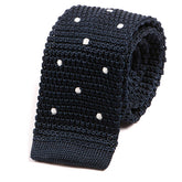 Navy Polka Dot Silk Knitted Tie - Tie Doctor