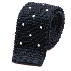 Navy Polka Dot Silk Knitted Tie - Tie Doctor