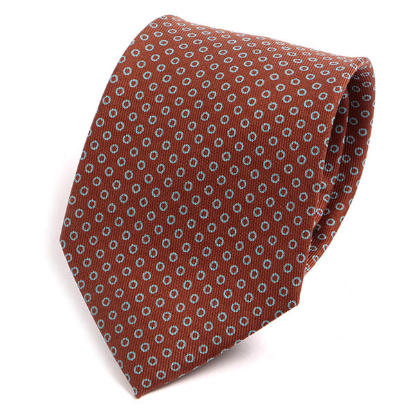 Light Brown Circle Patterned Extra Long Macclesfield Silk Tie - Tie Doctor  