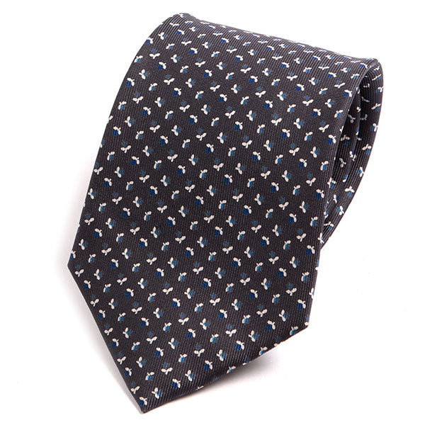 Grey Floral Macclesfield Silk Tie 3017 - Tie Doctor