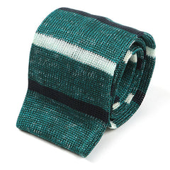Jide Green Stripe Silk Knitted Tie, One of One - Tie Doctor