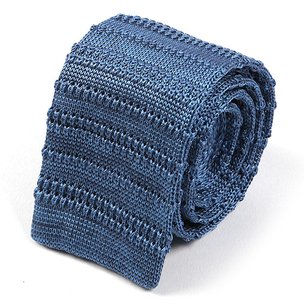 Curtis Blue Striped Silk Knitted Tie 6cm - Tie Doctor