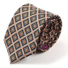 Lanre Cream Square Macclesfield Silk Tie 7.5cm - Tie Doctor