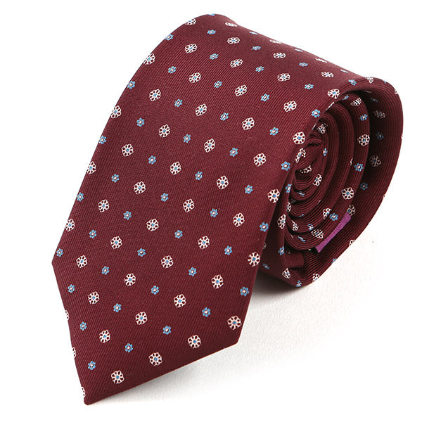 Eniola Red Floral Macclesfield Silk Tie 7.5cm - Tie Doctor