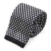 Sonia Blue & White Silk Knitted Tie 6.5cm - Tie Doctor