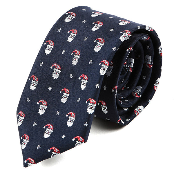 Navy Blue Santa Motif Christmas Tie - Tie Doctor