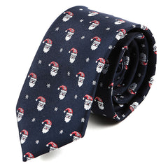 Navy Blue Santa Motif Christmas Tie - Tie Doctor