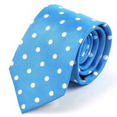 Light Blue Tie with White Polka Dots - Tie Doctor