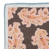 Large Brown Detailed Paisley Pocket Square - Tie Doctor