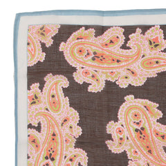 Large Brown Detailed Paisley Pocket Square - Tie Doctor