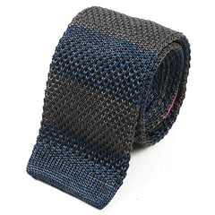 Fiyin Blue & Grey Striped Silk Knitted Tie - Tie Doctor