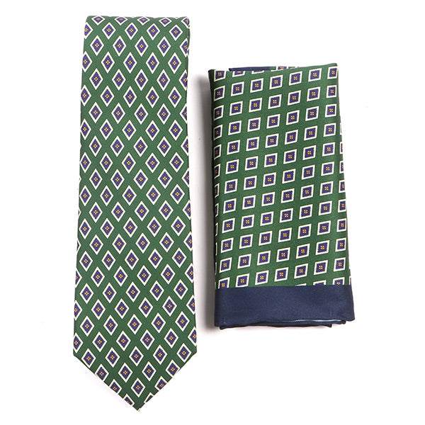 Green Vintage Diamond Mac Tie Set - Tie Doctor