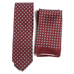 Burgundy Red Mini Floral Motif Tie Set - Tie Doctor