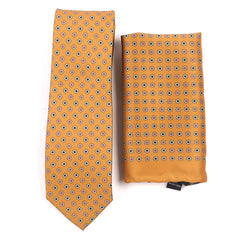 Gold Mini Floral IMS Motif Tie Set - Tie Doctor