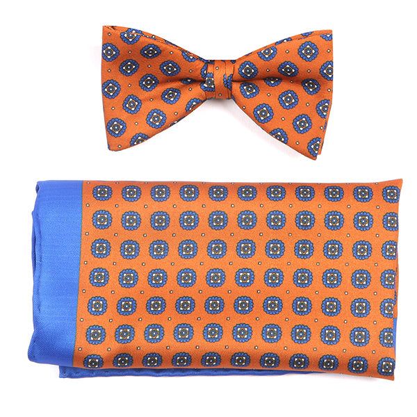 Abramo Orange Bow Tie & Pocket Square Set - Tie Doctor  