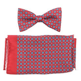 Rocco Red Mini Medallion Bow Tie & Pocket Square Set - Tie Doctor