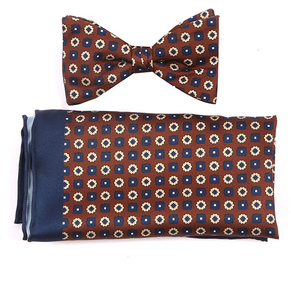 Monte IMS Brown Bow Tie & Pocket Square Set - Tie Doctor