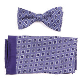 Purple Vintage Diamond Mac Bow Tie Set - Tie Doctor
