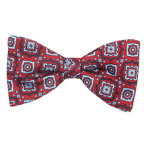 Cass Burgundy Mac-Inspired Motif Print Bow Tie - Tie Doctor