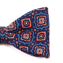 Cass Blue & Orange Mac-Inspired Motif Print Bow Tie - Tie Doctor  