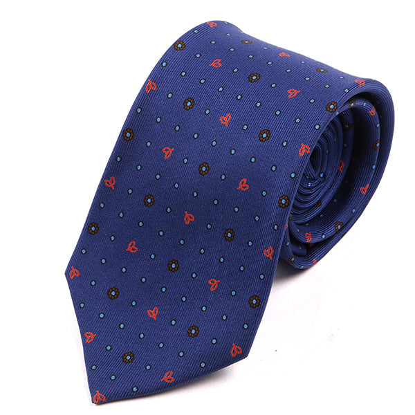 Unique Blue Floral Patterned Macclesfield Silk Tie - Tie Doctor