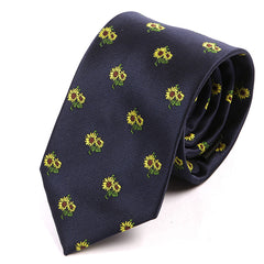 Navy Blue Sunflower 7.5cm Ply Tie - Tie Doctor