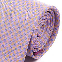 Lilac Printed Extra Long Macclesfield Silk Tie 8cm - Tie Doctor  
