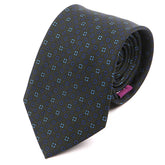 Green & Blue Pattern II Printed Silk Tie 7.5cm - Tie Doctor