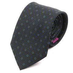 Green & Blue Pattern II Printed Silk Tie 7.5cm - Tie Doctor