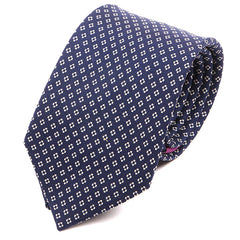 Classic Blue Lars Printed Extra Large Silk Tie 8cm - Tie Doctor
