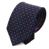 Navy & Red Micro Patterned 7.5cm Macclesfield Silk Tie - Tie Doctor