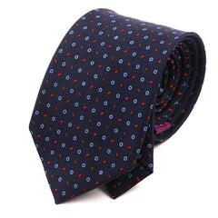 Navy & Red Micro Patterned 7.5cm Macclesfield Silk Tie - Tie Doctor