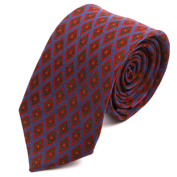 Blue & Red Vintage Macclesfield Wool Tie - Tie Doctor  