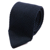 Navy Blue Pointed Silk Knitted Tie - Tie Doctor