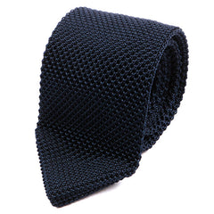 Navy Blue Pointed Silk Knitted Tie - Tie Doctor  