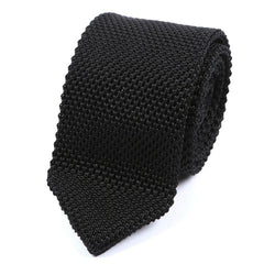 Black Pointed Silk Knitted Tie - Tie Doctor
