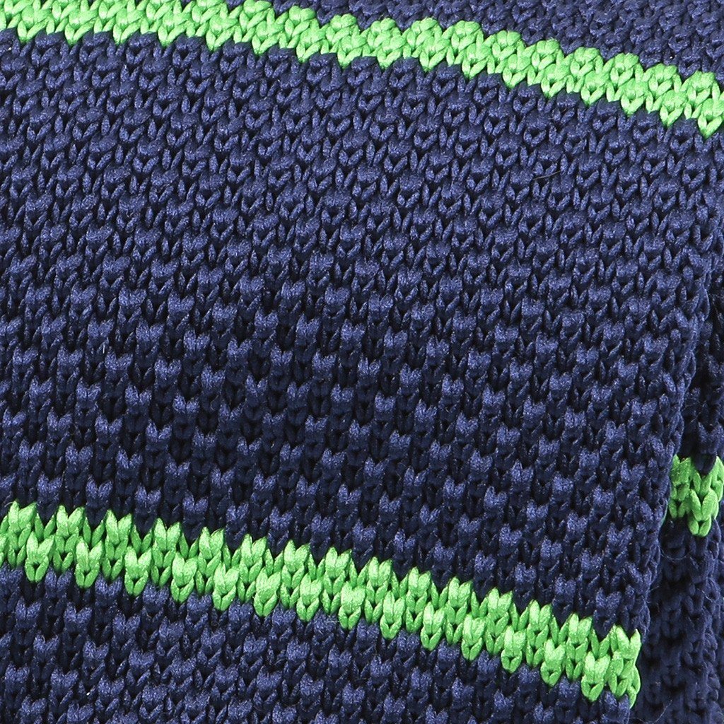 Navy & Green Striped Knitted Tie | Handmade Knit Tie - Tie Doctor  
