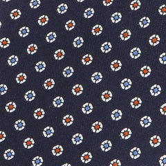 Navy Extra Long Multicoloured Silk Tie Circles - Tie Doctor  