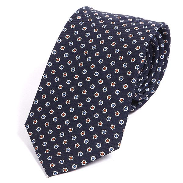 Navy Multicoloured Silk Ties Circles - Tie Doctor