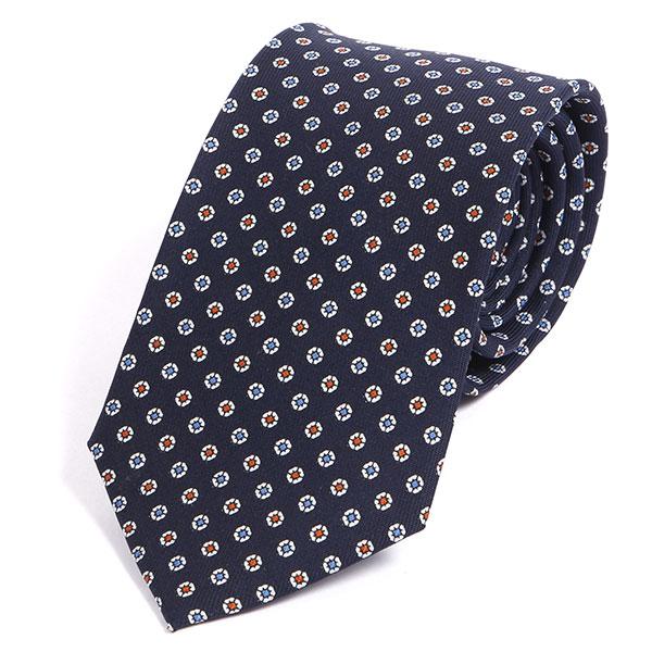 Navy Extra Long Multicoloured Silk Tie Circles - Tie Doctor  