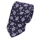 Rich Navy Diamonds Motif Silk Tie - Tie Doctor