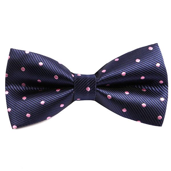 Navy & Pink Polka Dots Bow Tie - Tie Doctor