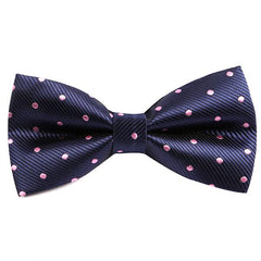 Navy & Pink Polka Dots Bow Tie - Tie Doctor